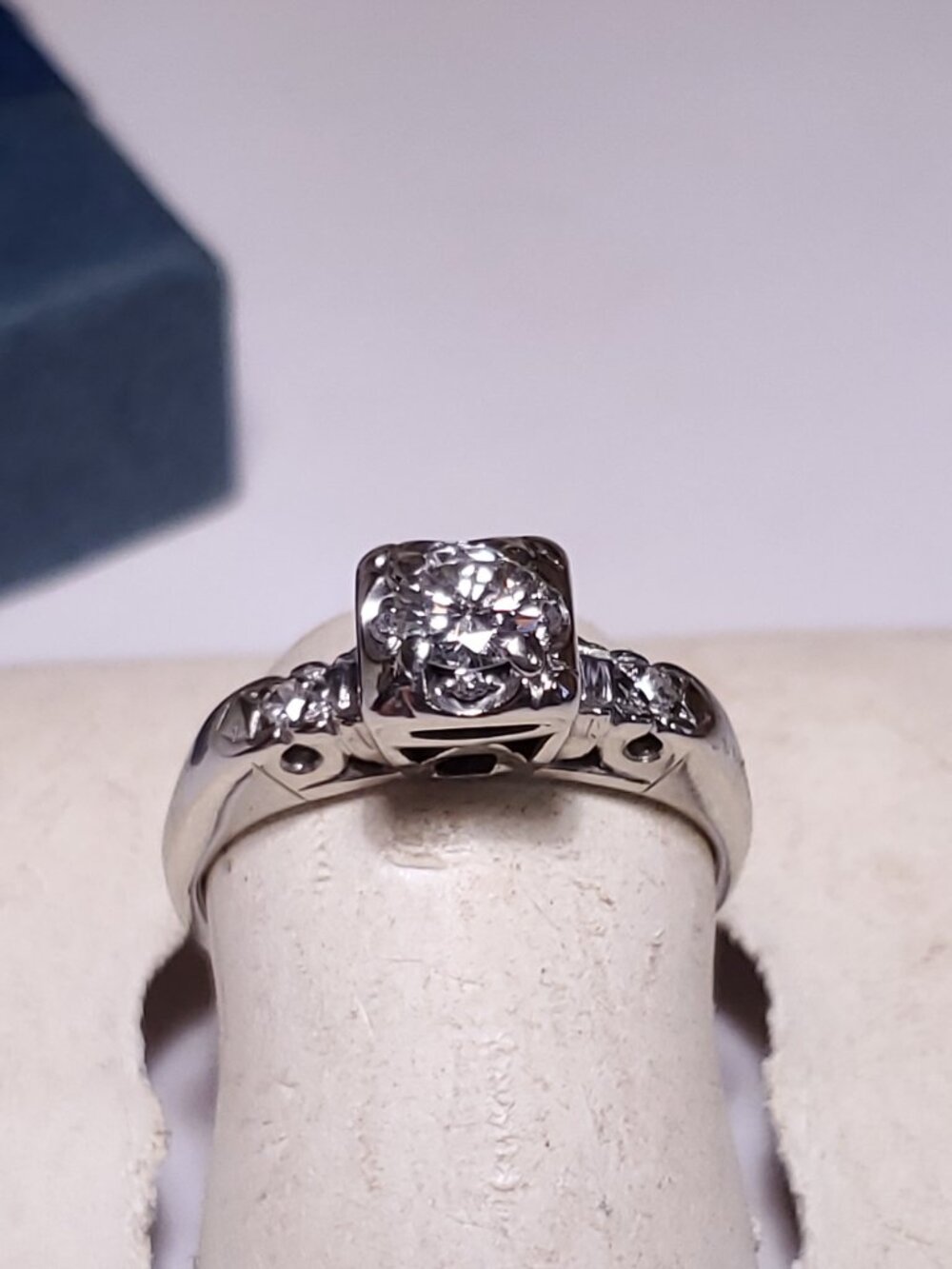 Antique .36ctw Natural Diamond VS2-SI1 GH Fancy Top 10Kt WG Engagement Ring24631